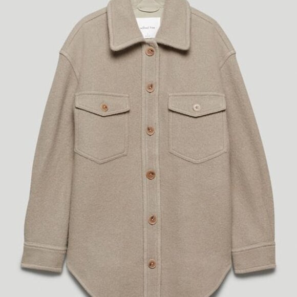 Wilfred Free Aritzia The Ganna Shirt Jacket Merino-wool Dry Basil Shacket Small - Picture 1 of 5